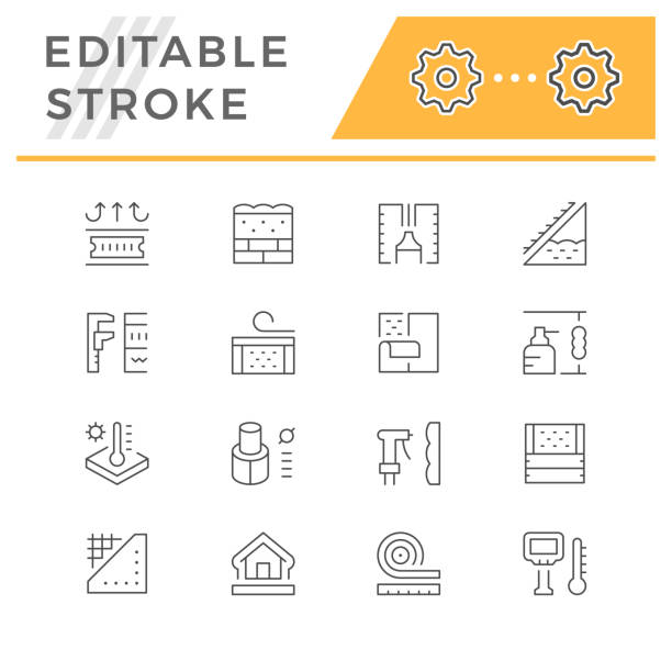 setzleitung ikonen der isolierung - thermal isolation stock-grafiken, -clipart, -cartoons und -symbole