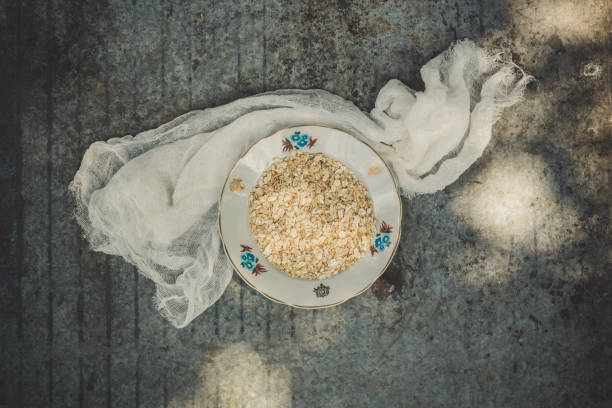 oatmeal for breakfast with fruit - healthy and healthy food. . food background. top view