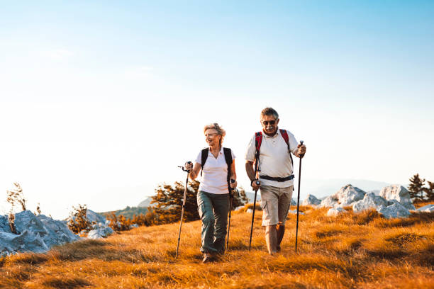 istock Heterosexual senior couple hiking 1031973252
