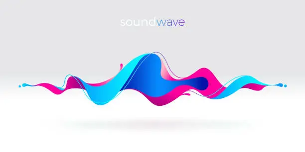 Vector illustration of Multicolored abstract fluid sound wave. Vector illustration.