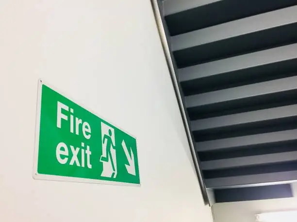 Photo of Fire Exit sign and stairs