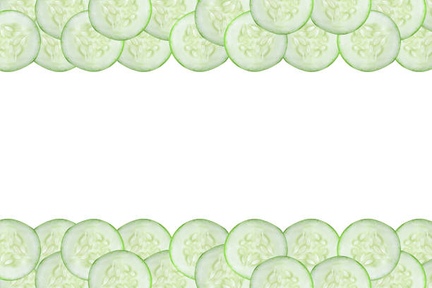 Fresh Cucumber isolated on white background with clipping path.Sliced cucumber section