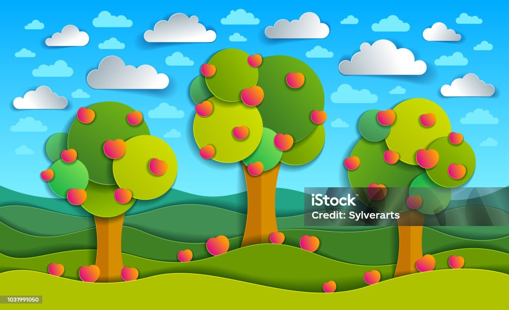Ilustración de Tres Árboles De Manzana En El Papel De Campo Pintoresca Naturaleza Paisaje De Dibujos Animados Estilo Moderno Cortan Ilustración Vectorial y más Vectores Libres de Derechos de Campo - Tierra Ilustración de Tres Árboles De Manzana En El Papel De Campo Pintoresca Naturaleza Paisaje De Dibujos Animados Estilo Moderno Cortan Ilustración Vectorial y más Vectores Libres de Derechos de Campo - Tierra