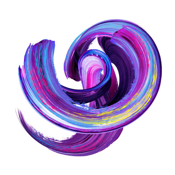 istock 3d render, abstract brush stroke, artistic smear, violet purple paint splash, twisted splatter, colorful curl, spiral, vortex, vivid ribbon, clip art design element isolated on white 1031994198