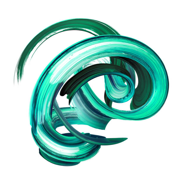 istock 3d render, abstract brush stroke, artistic smear, green paint splash, twisted splatter, colorful curl, spiral, vortex, vivid ribbon, clip art design element isolated on white 1031994230