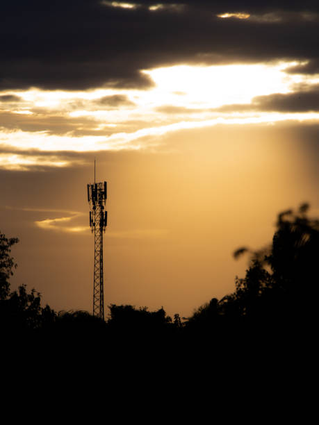 istock Mobile Phone Base Station in The Dark Silhouette 1031994294