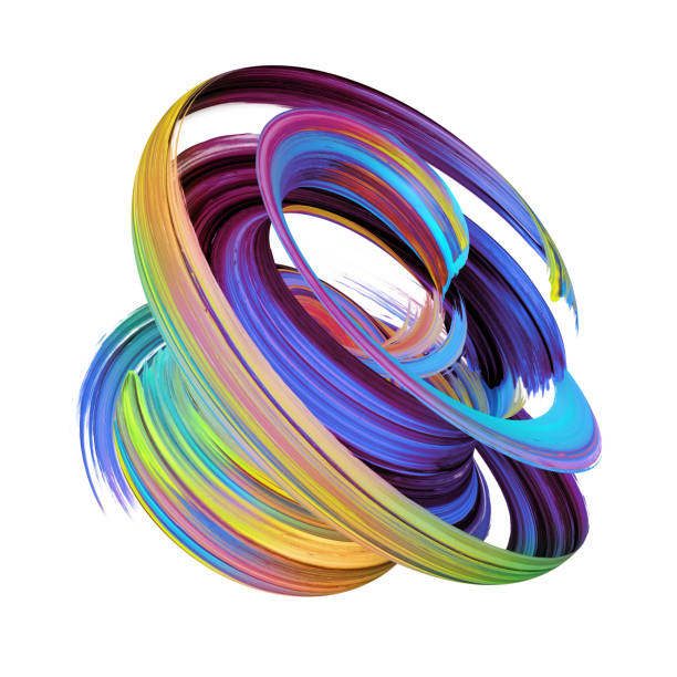 istock 3d render, abstract brush stroke, artistic smear, violet blue paint splash, twisted splatter, colorful curl, spiral, vortex, vivid ribbon, clip art design element isolated on white 1031994432