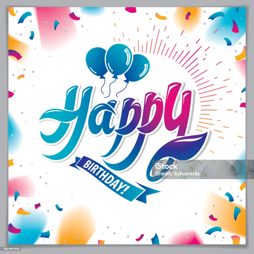 Thiệp Chúc Mừng Sinh Nhật Vector Bao Gồm Các Bức Thư Đẹp Và Thành ...