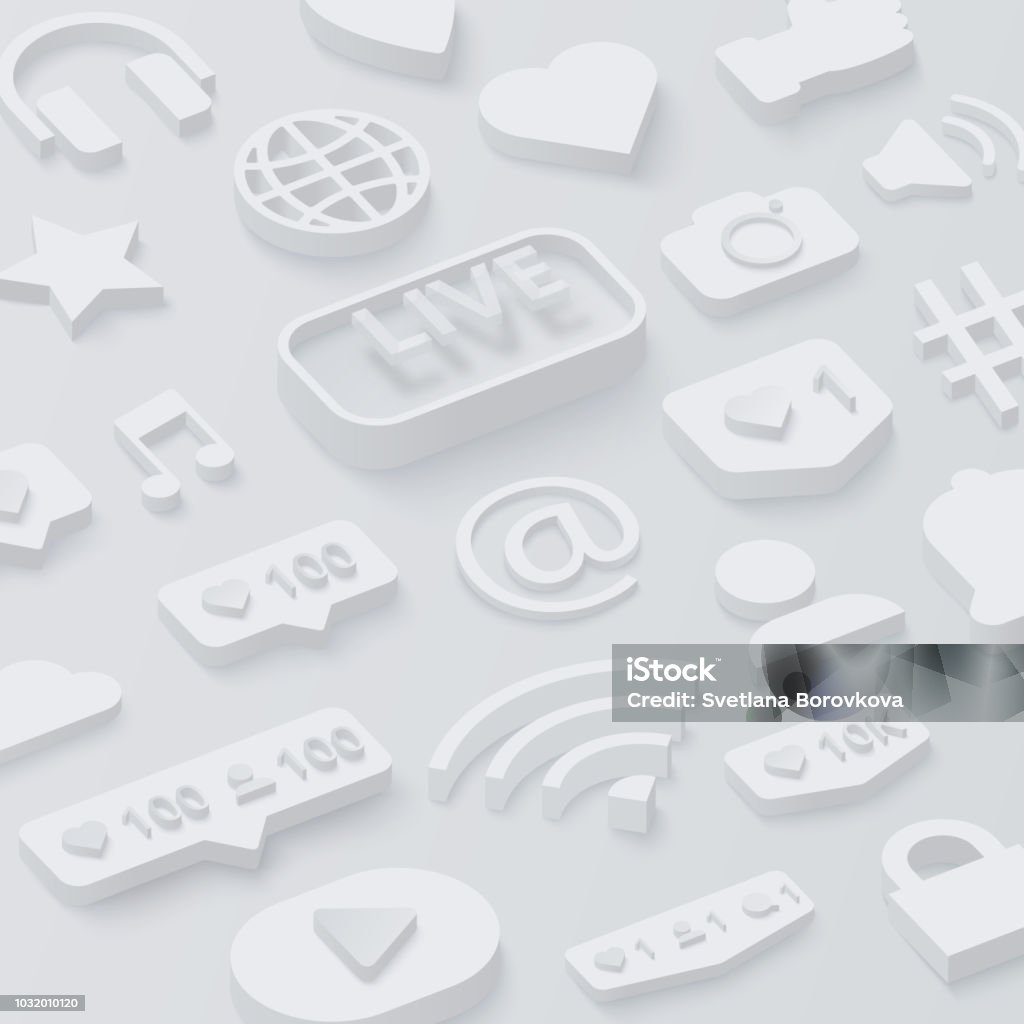 Grey 3d background with social network symbols. Grey 3d background with social network web symbols. Vector illustration. Backgrounds stock vector