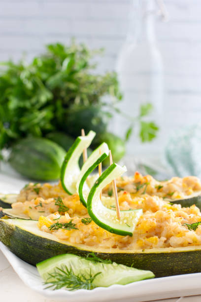 istock Zucchini stuffed with minced meat and rice 1032011976