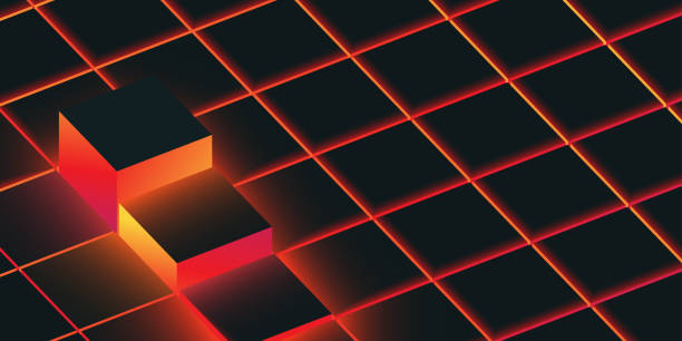 검정과 빨강 반짝 스펙트럼 3d 웹 배경입니다. - orange visualization built structure cube stock illustrations