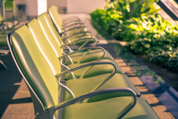 istock A view of a bench in a airport with a sunrise light 1032021216