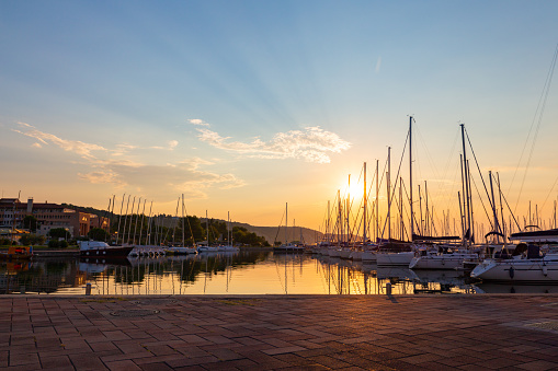 Marina in sunset in Izola, Adriatic see