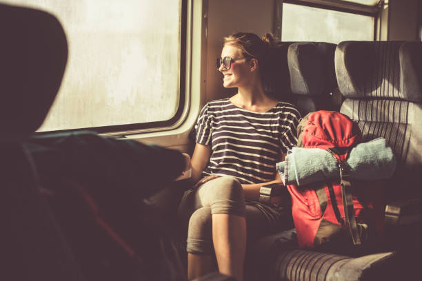 istock Woman traveling by train 1032033930