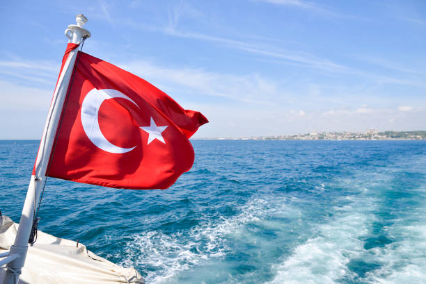 istock Flag of Turkey on a ship 1032034540