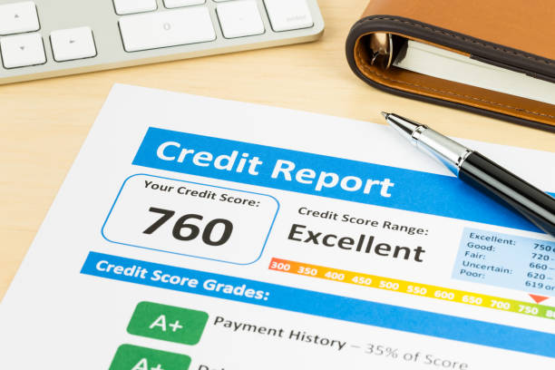 istock Credit score report with keyboard and pen 1032034832