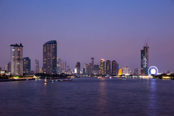 istock Chao phraya river and Bangkok cityscape at twilight 1032041336