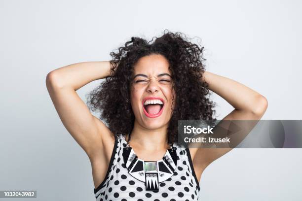 Attractive Woman Feeling Excited Stock Photo - Download Image Now - Close-up, One Woman Only, Portrait