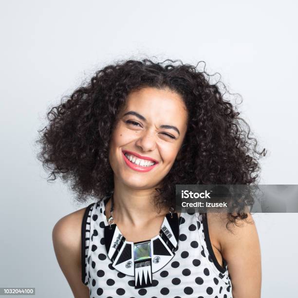 Cute Woman Winking With Beautiful Smile Stock Photo - Download Image Now - 20-24 Years, Adult, Adults Only