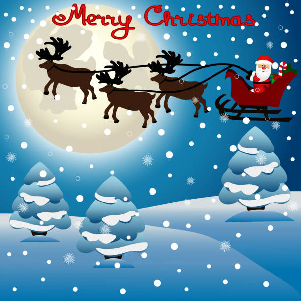 istock Christmas card. Funny postcard with Christmas reindeers and Santa. 1032044574