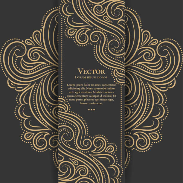 ilustrações de stock, clip art, desenhos animados e ícones de gold and black vintage invitation card. good for flyer, menu, brochure. luxury ornament. - lace frame