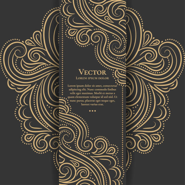 Gold and black vintage invitation card. Good for flyer, menu, brochure. Luxury ornament. Can be used for background, wallpaper, decoration or any desired idea. guest stock illustrations