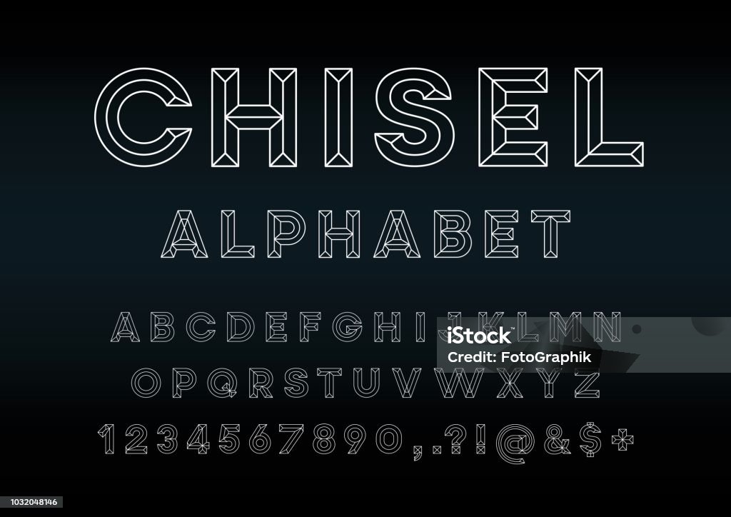 Chisel Letters Chiseled Alphabet Vector Font Stock Illustration - Download Image Now ...