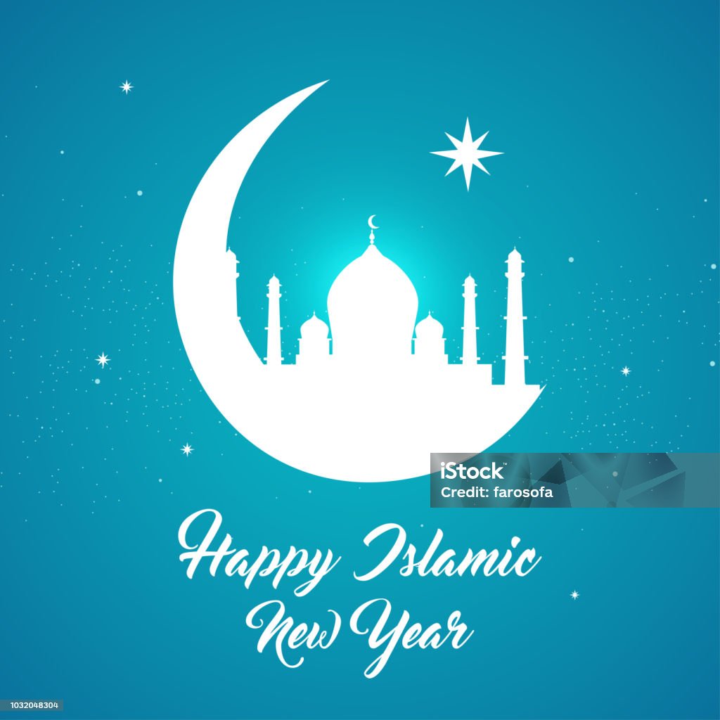Chúc Mừng Năm Mới Hồi Giáo Hình Minh Họa Vector Cảnh Đêm Của Mặt ...