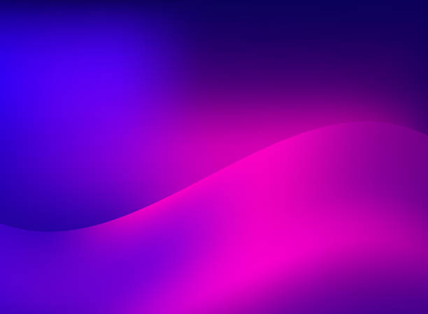 illustrazioni stock, clip art, cartoni animati e icone di tendenza di abstract smooth fantasy motion blurred onda rosa scia di luce su sfondo blu. - vibrant color multi colored pink blue