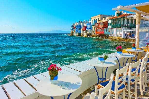 istock Small cafe by the sea in Mykonos 1032053466