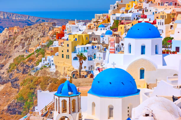 istock Panoramic vew of Oia town in Santorini 1032053528
