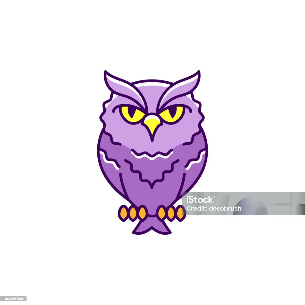 Halloween owl icon, eagle-owl. Thin line art colorful design, Flat owl sign. Vector illustration Halloween owl icon, eagle-owl. Thin line art colorful design, Flat owl sign. Vector outline illustration Owl stock vector