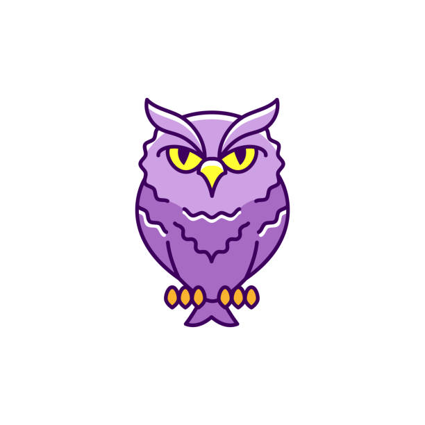 Halloween owl icon, eagle-owl. Thin line art colorful design, Flat owl sign. Vector illustration Halloween owl icon, eagle-owl. Thin line art colorful design, Flat owl sign. Vector outline illustration crying eagle stock illustrations