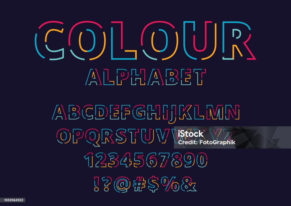 Alphabet Line Colorful Colorful Alphabet Stock Illustration - Download Image Now - Alphabet ...