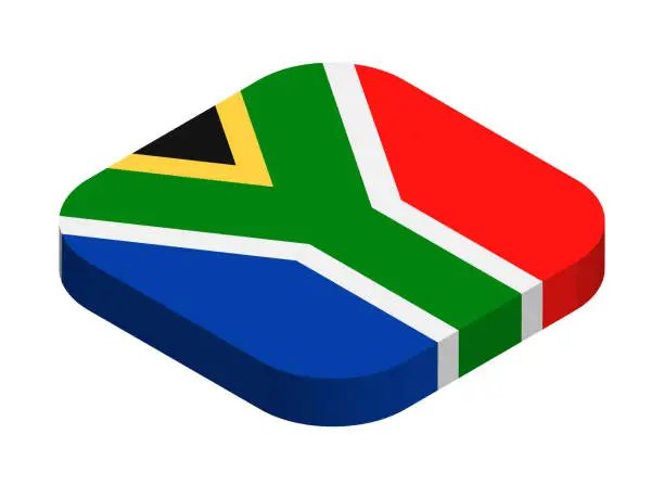Vector illustration of South Africa - Isometric 3D Flag Vector Flat Icon