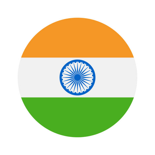 ilustrações de stock, clip art, desenhos animados e ícones de india - round flag vector flat icon - indian flag illustrations