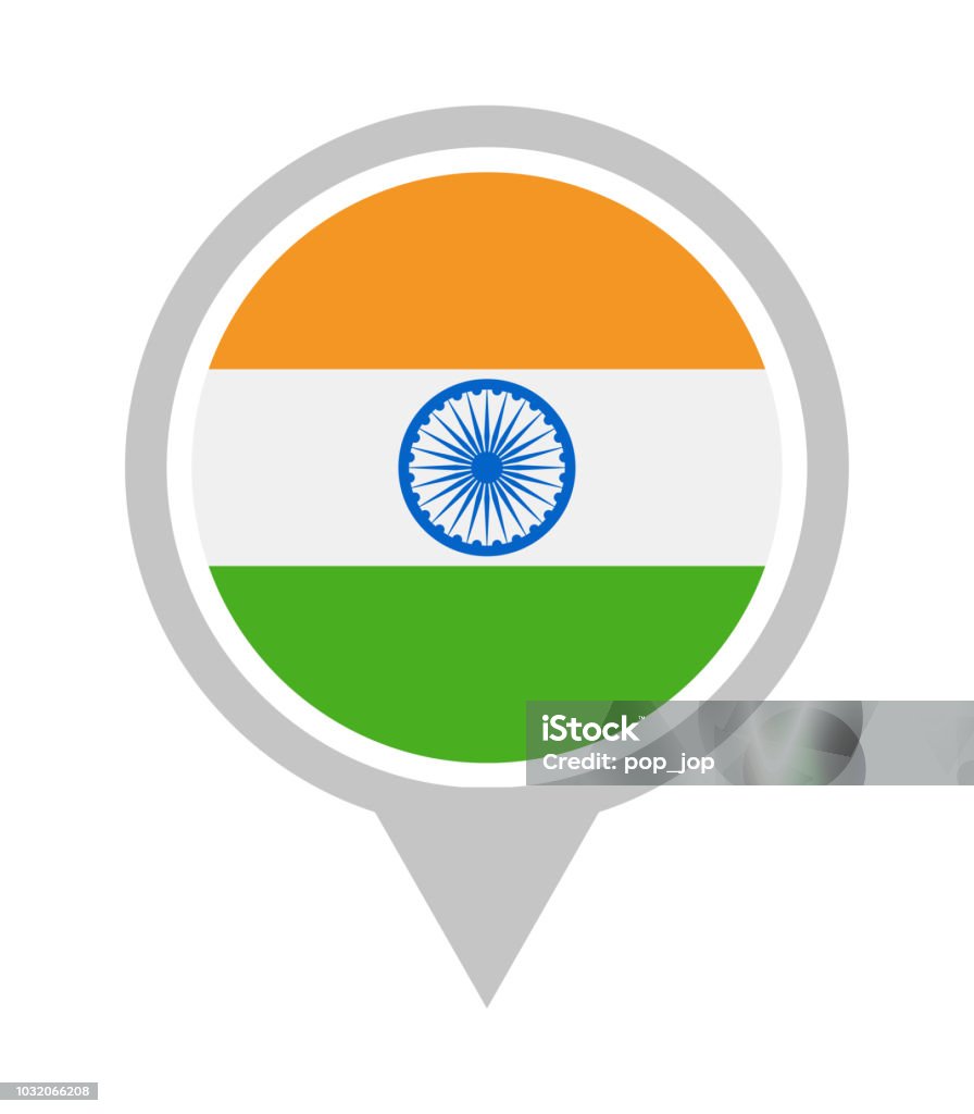 India - Vector Round Flag Pin Flat Icon Indian Flag stock vector