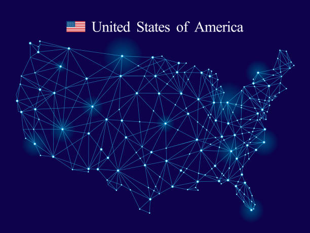 illustrations, cliparts, dessins animés et icônes de vecteur de usa carte réseau - kansas map design state