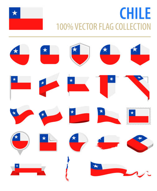 Chile - Flag Icon Flat Vector Set Chile - Flag Icon Flat Vector Set flag of chile stock illustrations
