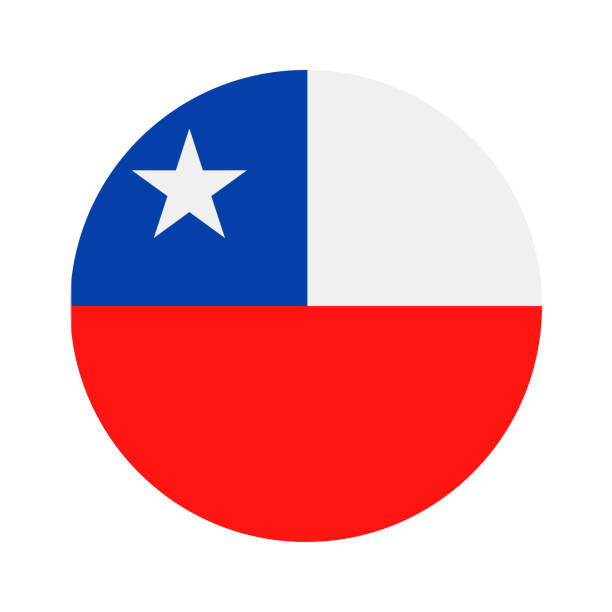 ilustrações, clipart, desenhos animados e ícones de chile - redonda plana no ícone vector bandeira - chile