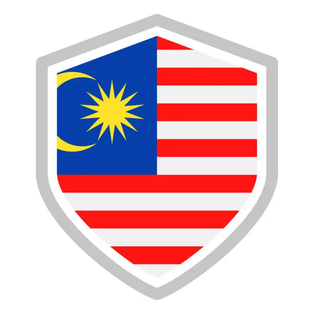 Vector illustration of Malaysia - Shield Flag Vector Flat Icon