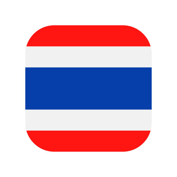 태국-평방 플래그 벡터 평면 아이콘 - thailand thai flag flag push button stock illustrations