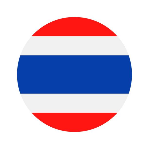 태국-플래그 벡터 평면 아이콘 라운드 - thailand thai flag flag push button stock illustrations