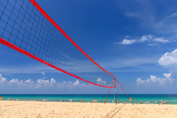 istock Volleyball net on the tropical beach 1032083320