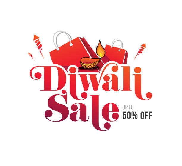 illustrazioni stock, clip art, cartoni animati e icone di tendenza di vendita diwali, offerta tipografia testuale - traditional culture branding business marketing