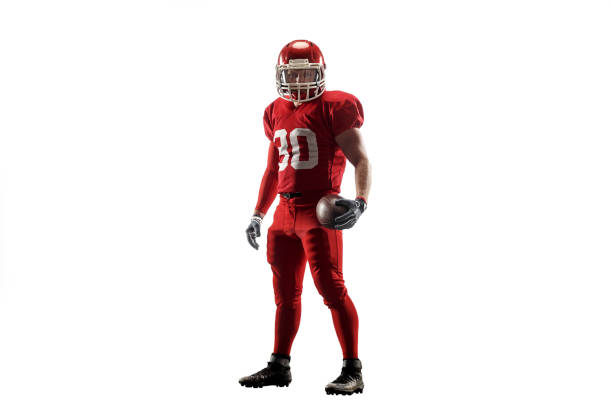 one american football player man studio isolated on white background