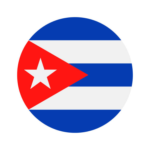 kuba - runde flaggensymbol vektor flach - cuba flag stock-grafiken, -clipart, -cartoons und -symbole