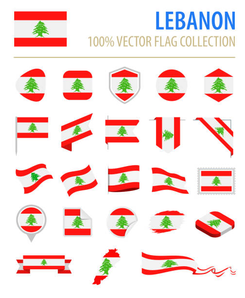 Lebanon - Flag Icon Flat Vector Set Lebanon - Flag Icon Flat Vector Set beirut illustrations stock illustrations