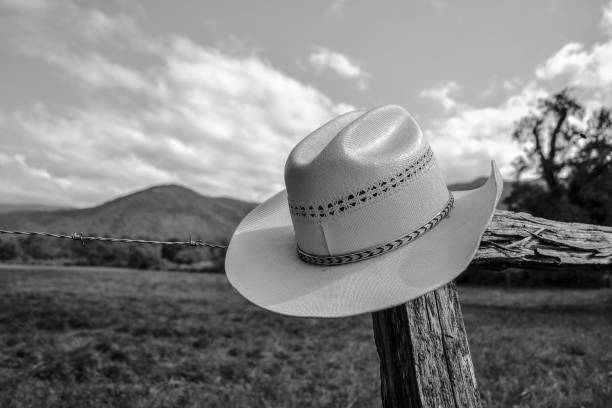 Taking a break from hard work with a hat on a fence post.