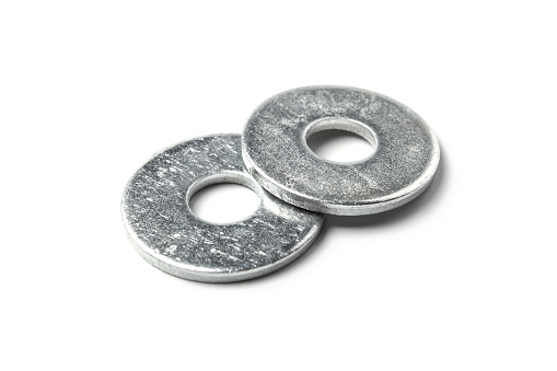 Metal washers isolated on white background